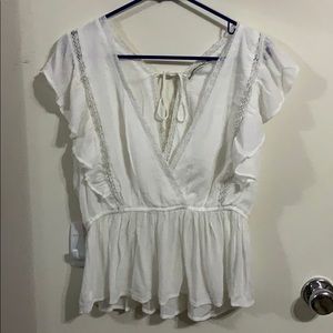 NWOT White Ruffle Blouse